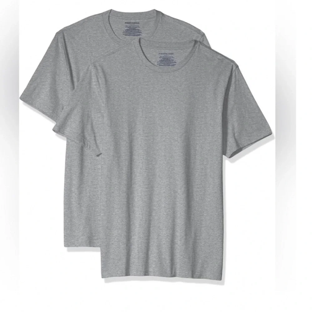Amazon Essentials Mens Slim Fit Short Sleeve Crewneck T-Shirt 2-Pack Grey Medium